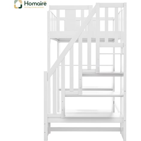 Bettgestell Weiß aus Polyester 253 x 95 x 160.2 cm Holz mit Stauraum HOMAIRE (1/5)