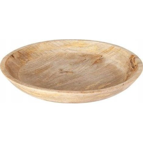 Koopman Cuenco de madera de mango marrón natural redondo 40 cm