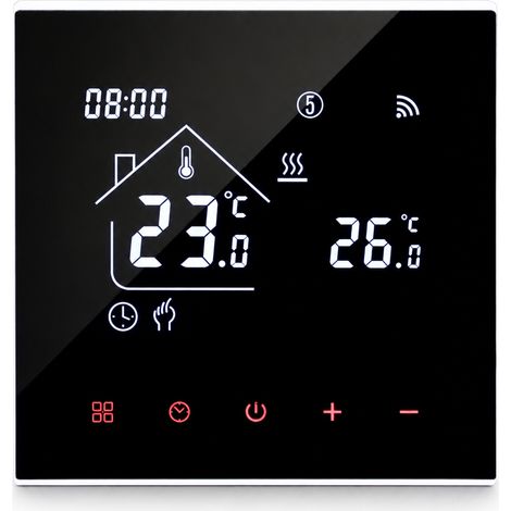 Thermostat WiFi pour Chauffage au Sol Électrique M4A Noir 16 A, Contrôle à Distance par Smartphone, Version GB (1/5)