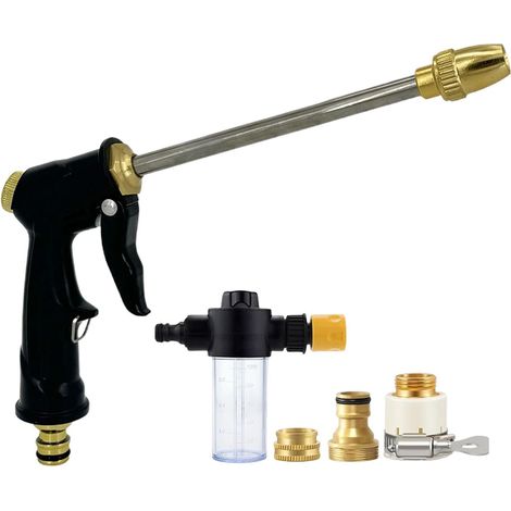 Pistolet D'Arrosage Haute Pression Pour Tuyau Embout Pulvérisateur en Métal Buse de pression pour tuyau d'arrosage pour Lavage Auto Extérieur Jardin Arrosage Nettoyage Terrasse (1/5)