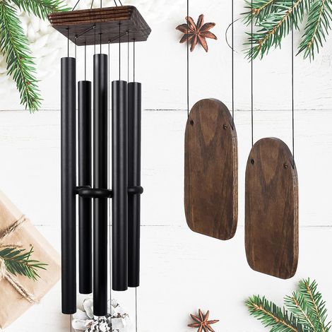 Carillon éolien extra large pour extérieur, ton profond, carillon éolien en bois de 122 cm, cadeau commémoratif pour la fête des mères et Noël, décoration extérieure pour jardin, terrasse (1/5)