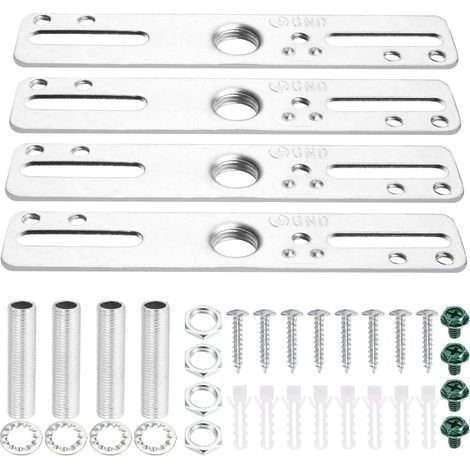 Kit de fixation pour plafonnier 4 pouces, 4 pièces, barre transversale universelle pour lustres et appliques murales, argent (1/3)