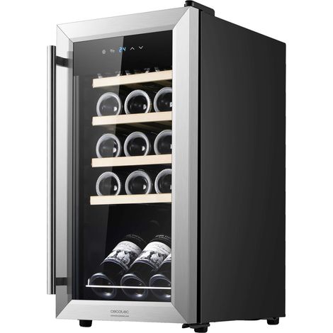 Cecotec – Cave à vin de service 15 bouteilles – Compresseur silencieux 39 dB – Régulation de température 5 à 18 ºC – Panneau de contrôle tactile