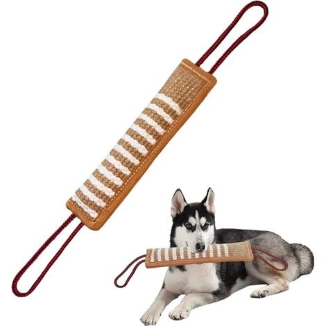 Corde à mâcher en jute pour chien avec deux poignées jouet interactif de traction pour chiens de taille moyenne et grande robuste et durable (1/5)