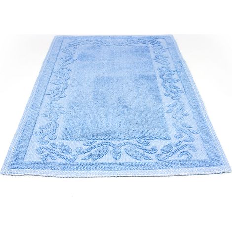 Tappeto Casa Bagno/Cucina Cotone Tinta Unita Disegno Annette Colore Azzurro, misura120x180coloreAzzurro (1/2)