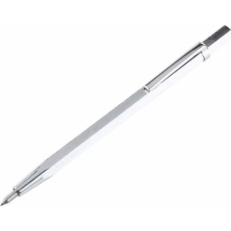 Carbide Tipped Scriber Engraving Pen for Glass / Ceramic / Metal Sheet Handheld Portable Scriber with Clip and Magnet 1Pcs (Silver) (1/4)