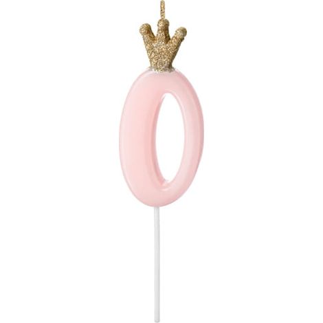 PartyDeco Geburtstagskerze Nummer 0 Hellrosa 9,5 cm (1/3)