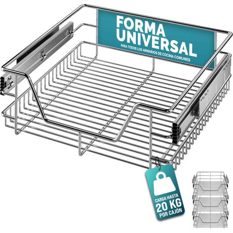 CASARIA® Cajón Telescópico Extraíble para Muebles Armarios de Cocina 30cm/40cm/50cm/60cm 50cm. Set of 3 (en)