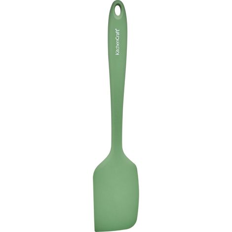 Kitchencraft silicone scraper spatula, non-stick safe heat-resistant cooking utensil ideal for baking, green, 27cm