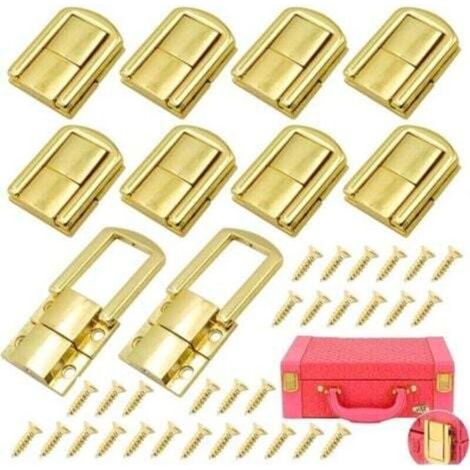 10 Pièces Fermeture de Malle MéTal Avec Vis Moraillon Serrure de Valise en Métal Fermeture Fermoir Toggle Loquet à Bascule Fermoir Boite Loquet à Bascule pour Boîte à Bijoux Coffret Bois, (1/5)