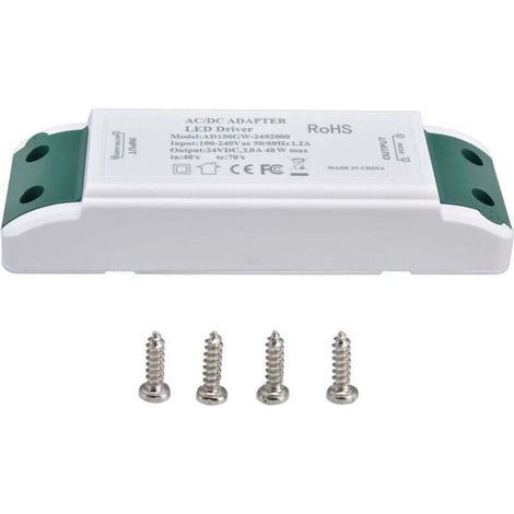 pair Transformateur LED 24V DC 2A 48W Alimentation à Courant Constant pour Maison et Bureau AC100-240V (1/4)