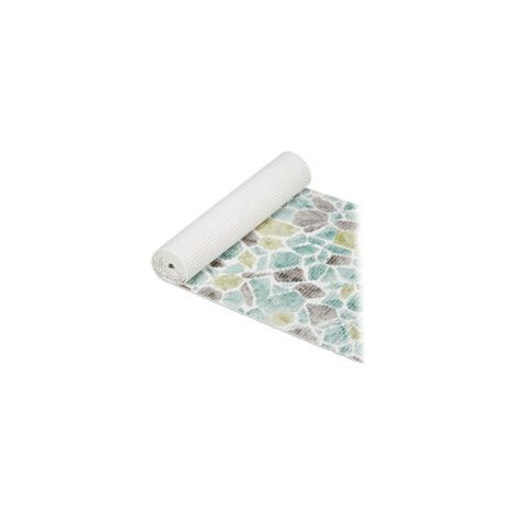 Tapis Antidérapant en Mousse pour Bain - EINNENFFER - Sauna et Piscine - Découpable, Bleu/Blanc, 65x300cm