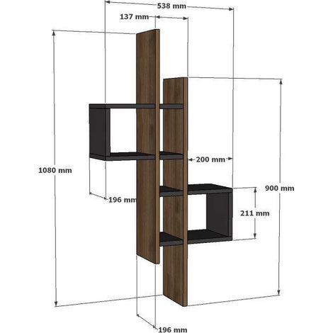 Estante de pared, estante de almacenamiento Shelf Sapphire Roble Blanco (1/5)