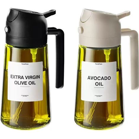 Flacon pulvérisateur et distributeur d'huile - 470 ml, résistant à la lumière, pour friteuse à air chaud, salades et barbecue (lot de 2) (1/5)