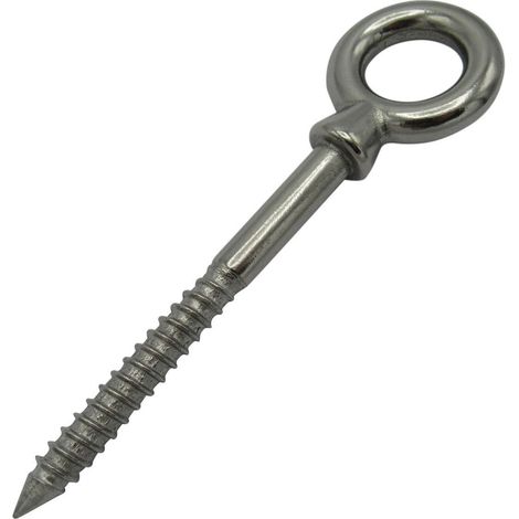 Wood Screw Eye Bolt Stainless Steel 5MM (50MM Shank Eyebolt Marine Rope Cable 316)
