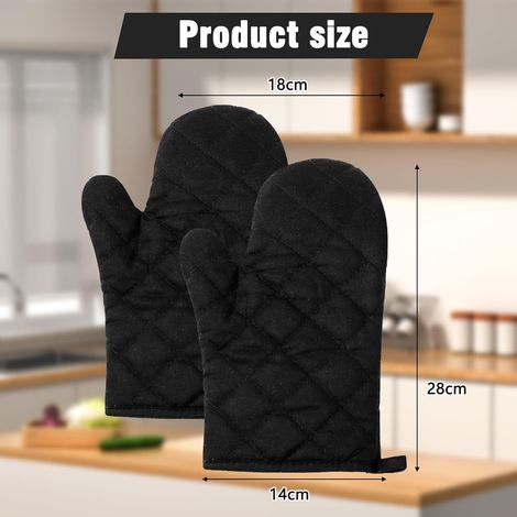 Guanti da cucina, set da 2, neri, resistenti al calore, adatti per (cucinare, cuocere al forno, grigliare e utilizzare nel forno a microonde). (1/5)
