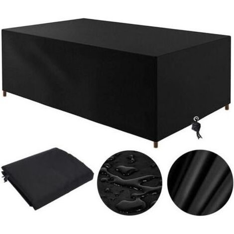 Housse Table De Jardin 210D, Housse Salon De Jardin Exterieur 210x110x70cm Oxford Housse De Protection De Jardin Impermable Au Vent Anti-UV Bache Table De Jardin Rectangulaire (Noir) (1/5)