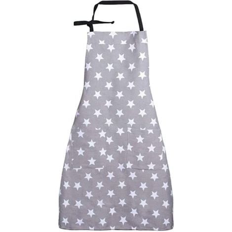 Tablier Tablier de Cuisine(Gris),Tablier de Cuisine Femme Tablier pour Cuisine,Ajustable en Lin de Coton Tablier pour Cuisine Familial Restaurant Barbecue (1/5)