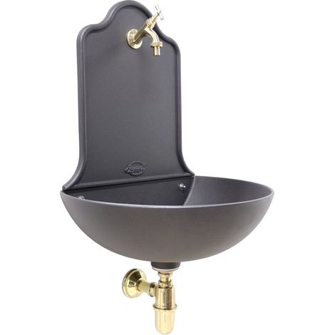 Fontana a muro Valencia per casa giardino esterno parete balcone con rubinetto e sifone in ottone finitura a scelta: lucido