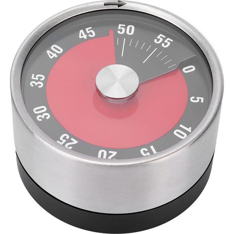 Minuteur de cuisine mécanique - Horloge ronde - Gestionnaire de temps pour étudiants - Noir (1/5)
