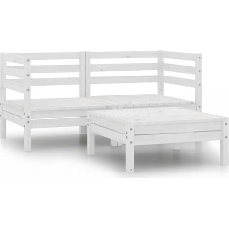 vidaXL Set Divani da Giardino 3 pz in Legno Massello di Pino