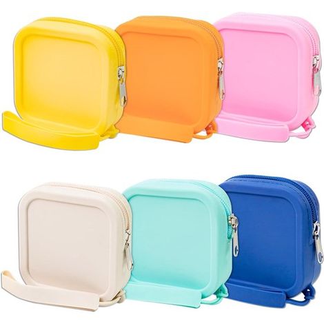 Juego de 6 bolsitas de silicona para guardar pinzas para el cabello, pequeñas cajas impermeables con cremallera para joyas de viaje, mini carteras para corbatas, de silicona para mujeres y niñas (vari (1/5)