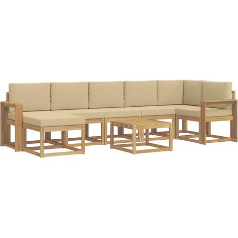Outdoor Sofa Set with Cushion 8 pcs White and Beige Polyester vidaXL (1/5)