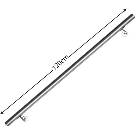 Wolketon Edelstahl Handlauf 50 - 200 cm Treppengeländer Innen &Außen Geländer Wandhandlauf für Treppe aus Edelstahlrohr V2A, Mit Montagematerial, Länge: 120 cm (1/4)