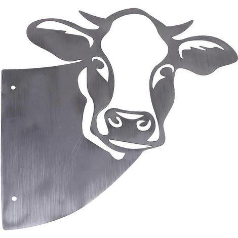 Décoration murale en métal représentant une vache et une chèvre qui jette un coup d'œil - Silhouette sculptée et ajourée - Ornement pour jardin, clôture ou arbre - Style ferme et rustique