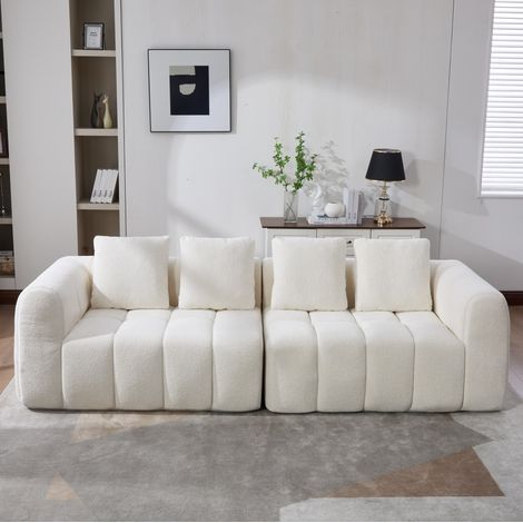 Canapé modulaire avec accoudoirs, en tissu beige, sans montage, 260x96x70 cm (1/5)