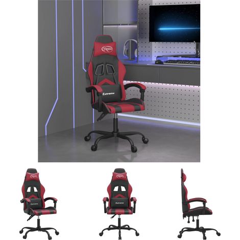 The Living Store Gaming-Stuhl Schwarz und Weinrot Kunstleder - Gaming-Sessel (1/5)