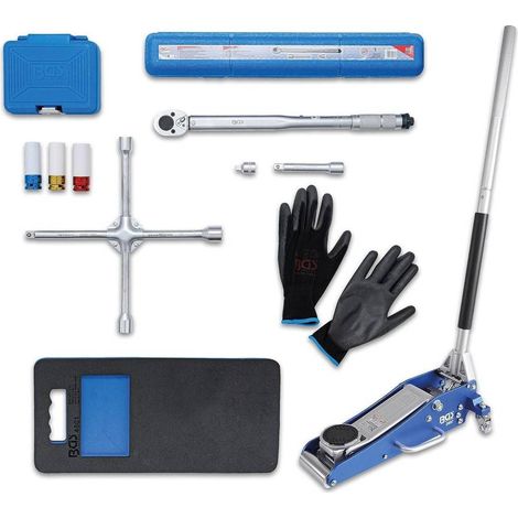 Kit Pneus pour Changement de Roues 10 pcs - Cric Rouleur 1,5 t - Pratique et Complet pour Entretien Auto - D-Work