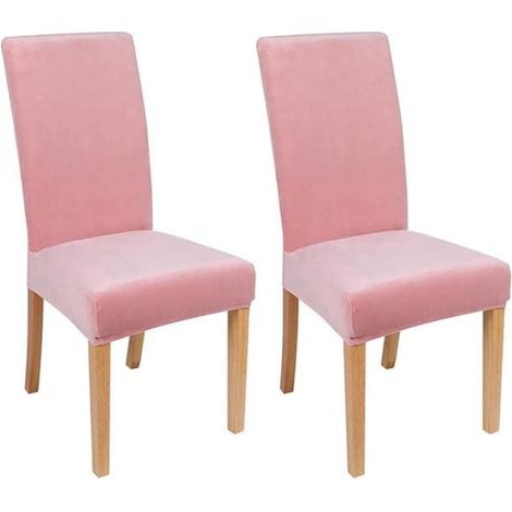 Housse de Chaise - Velours Imitation - Élastique - Pour Chaise Salle à Manger Sans Accoudoirs - Hauteur Dos 48-58 cm - 2 Pièces (1/4)