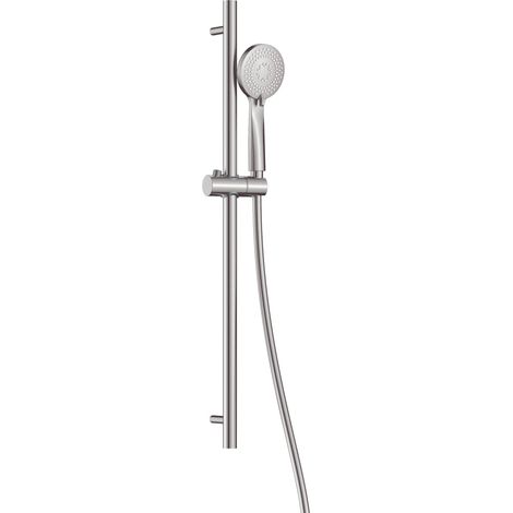 Ensemble de douche avec barre coulissante et douchette ronde 3 fonctions en acier - Stapol