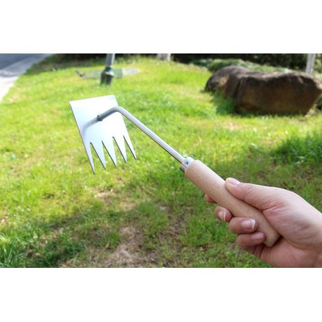Râteau de 27,5 cm en acier inoxydable pour le désherbage et l'ameublissement du sol (Jardin)