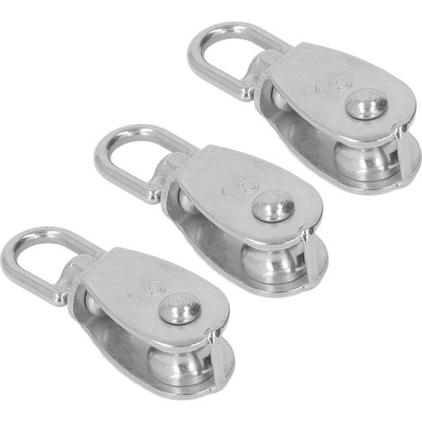 Poulie simple M15 en acier inoxydable 304, lot de 3, charge max 35KG, pour palans de grue, échelles, ascenseurs, équipements de fitness et élévateurs d'atelier. (1/5)