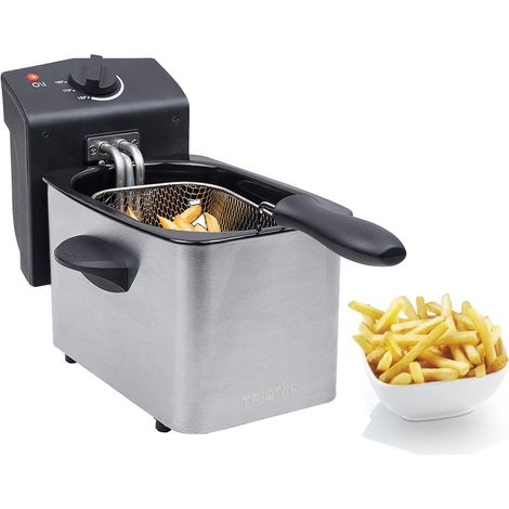Mini Kaltzonen Fritteuse Edelstahl mit Deckel 800 Watt, 2 Liter (1/5)