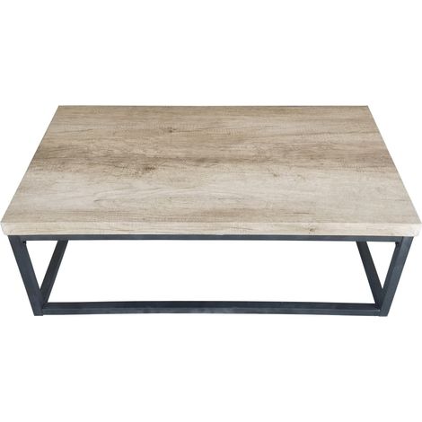 Couchtisch HAWAII – Tischplatte aus hellem Holz, Stahlbeine – Modernes Design (1/5)