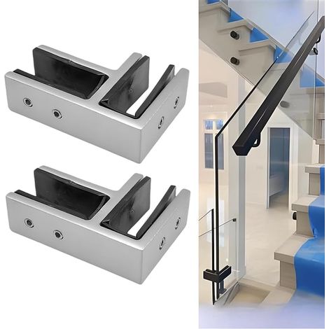 Pince Clôture en Verre en Acier Inoxydable 304 - Fixation clôture de Garde-Corps d'Escalier -Balustrade pour balcon, jardin, terrasse (90° - couleur INOX) pour verre 10-12mm (1/4)