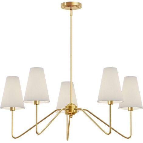 Lustre Salon Moderne,5-Light Suspension Luminaire 76Cm E14 Lampe Avec Un Abat-Jour En Lin
(1/5)