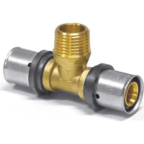 Pressfitting a T 32mm con Filetto, Ottone, per Acqua Potabile (1/4)