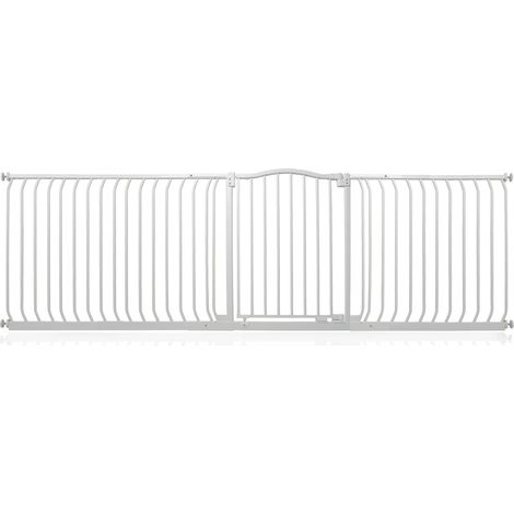 Bettacare Curved Top Dog Gate, 234cm - 243cm, Matt White, Pressure Fit Pet Gate for Dog and Puppy, Pet and Dog Barrier