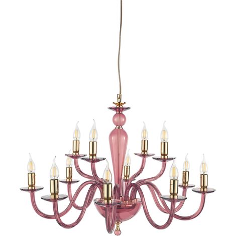 Lampada a sospensione D84 cm PAGANINI a 8 LUCI in vetro lavorato a mano BORGOGNA (1/2)