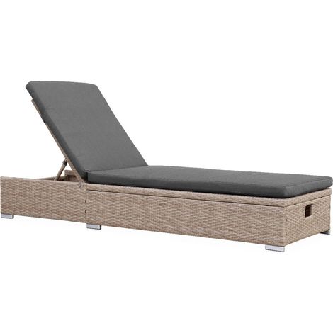 sweeek - Sonnenliege mit Kunststoffgeflecht, Polyester, 5-fach verstellbar