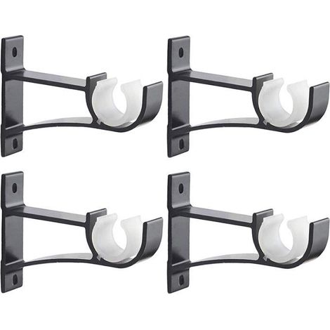 Paquet de 4 Supports de Tringle À Rideau Simples pour Supports de Tringle À Rideaux en Alliage D'Aluminium TrèS RéSistant (Noir) (1/4)