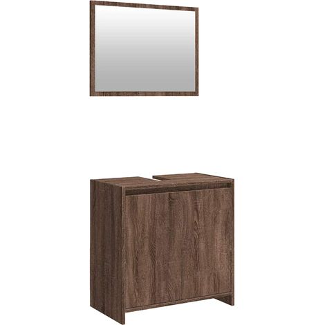 Maison Exclusive - 2-tlg. Badmöbel-Set Braun Eichen-Optik Holzwer