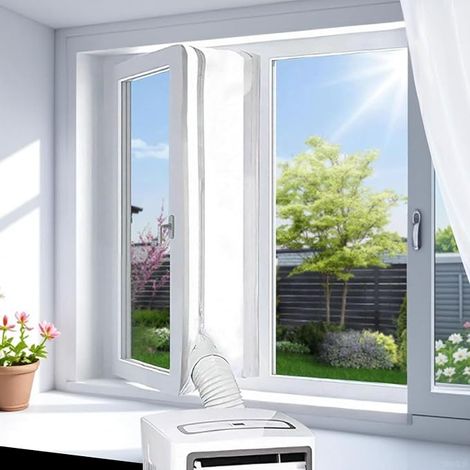 joint de fenêtre pour climatiseur mobile, Joint de fenêtre pour climatiseurs mobiles avec fermeture à glissière et fermeture à adhésive (400 cm) (1/5)