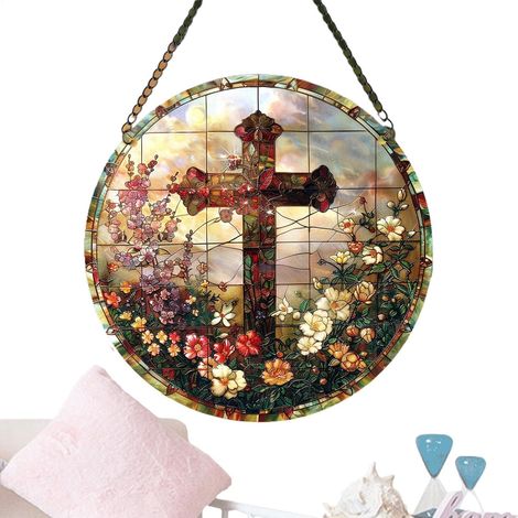 Buntglas Sonnenfänger Glasmalerei religiöse Wandkunst (1/5)