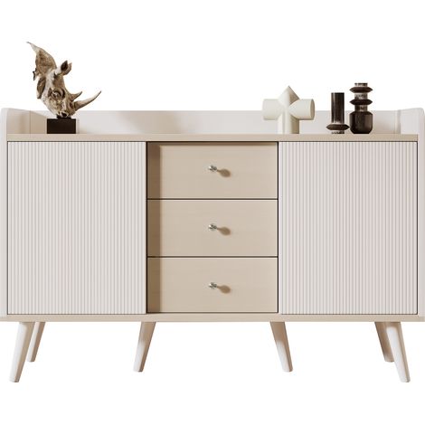 Buffet avec trois tiroirs,grain exquis. Buffet pour chambre et salon,buffet moderne couleur bois avec étagères de rangement. L117,5 cm