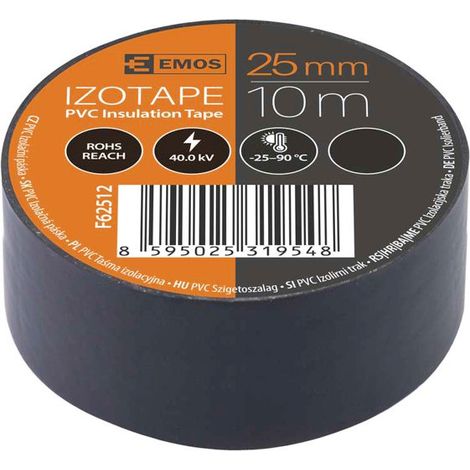 Nastro isolante in PVC, 10 m, 25 mm / 0,13 mm, nero, 10 pezzi